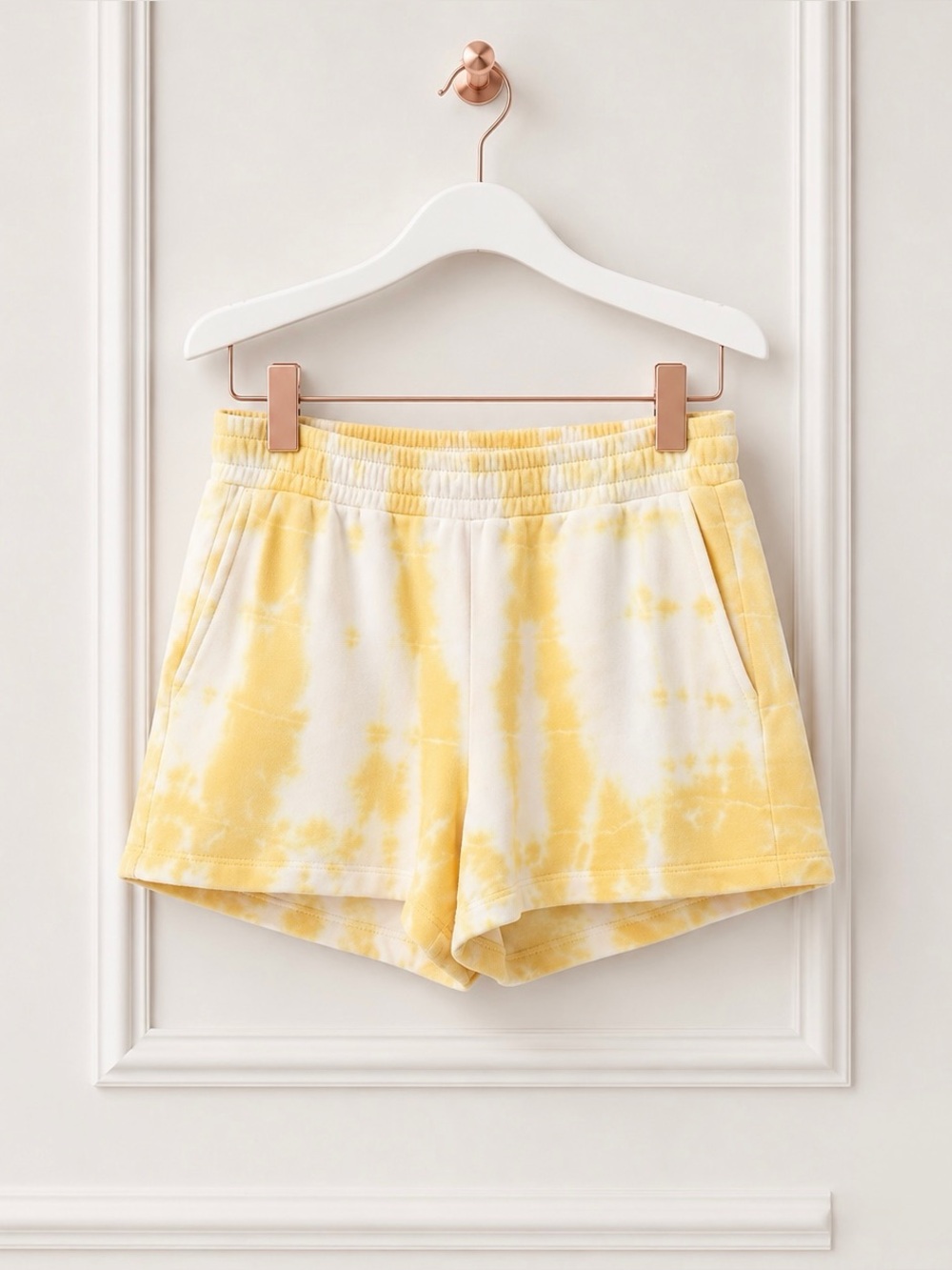 NWT $124 Monrow Small Yellow Tie Dye Ex Boyfriend Lounge Soft Athleisure Shorts